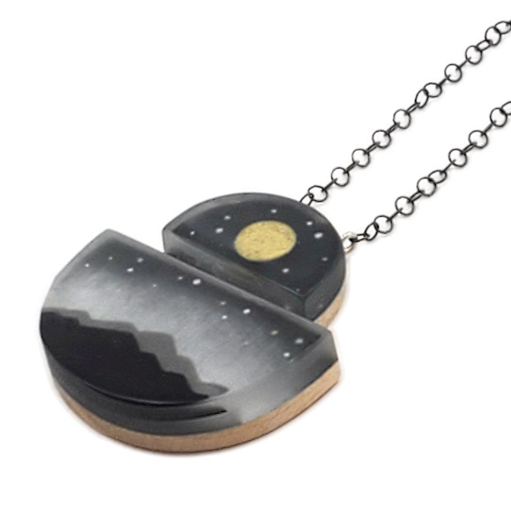 Necklace - Full Moon Gold Painted by Fernworks