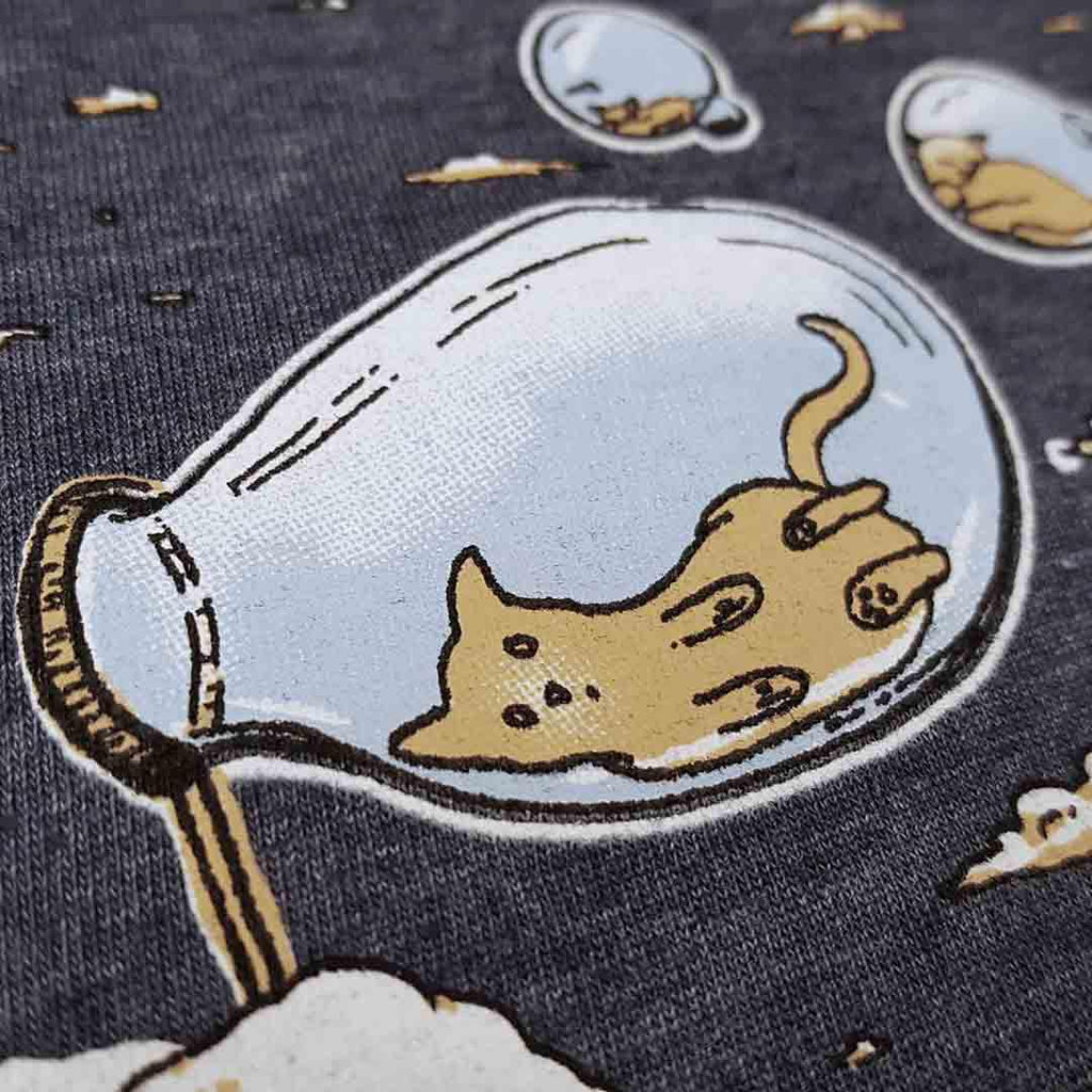 Adult Tee - Bubble Cat (Slate Blue) by Ugly Baby