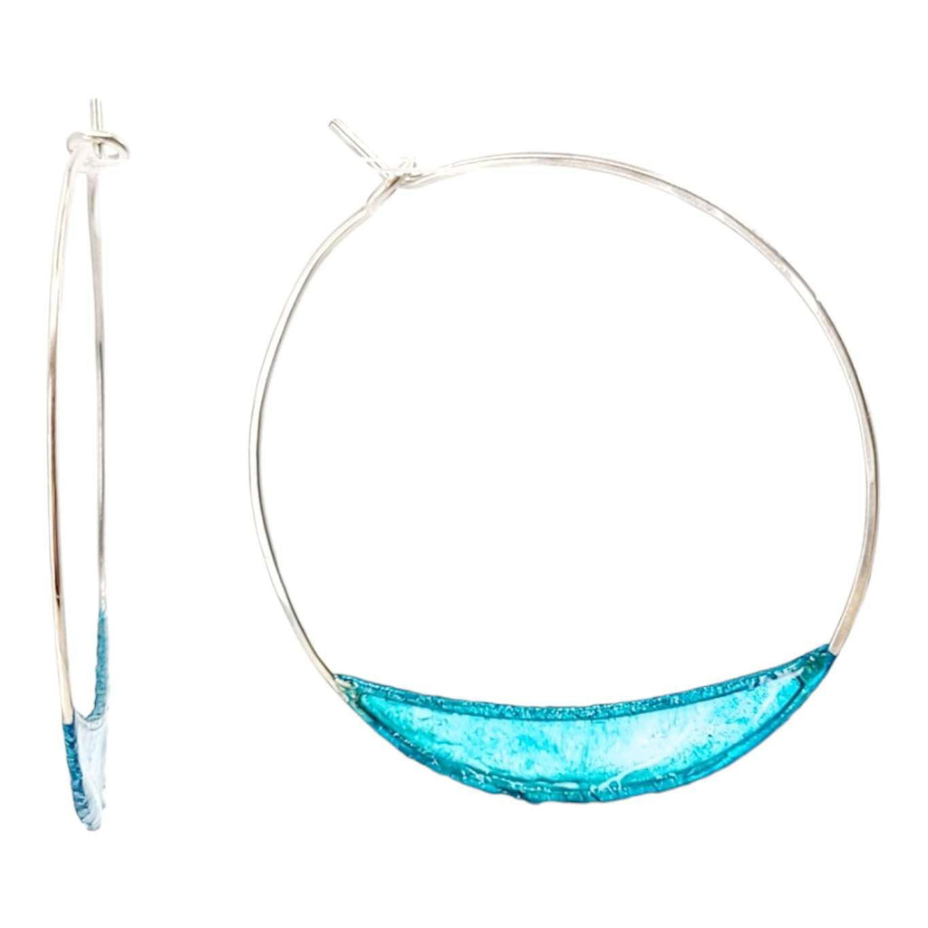 Earrings - Medium Paper Bridge Silver Hoops (Glacier) by Verso