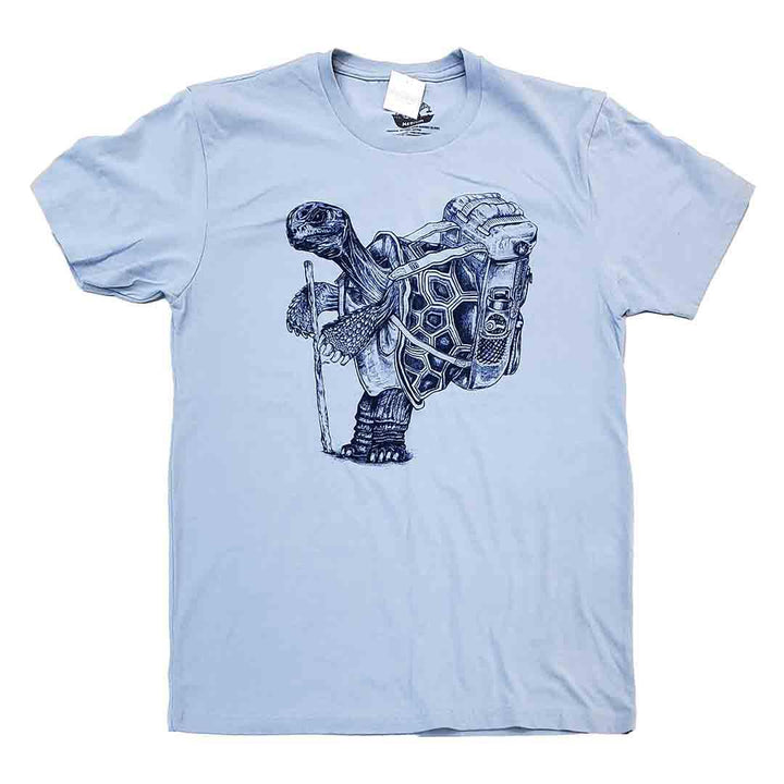 Adult Crew Neck - Hiking Tortoise Light Blue Tee (S - 2X) by Slow Loris