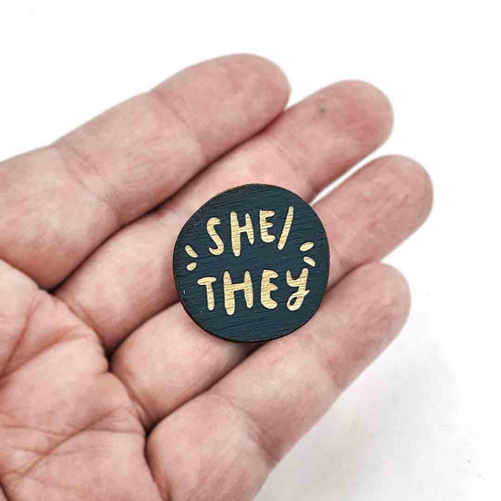 Pronoun Pins - She/They (Assorted Colors) by Snowmade