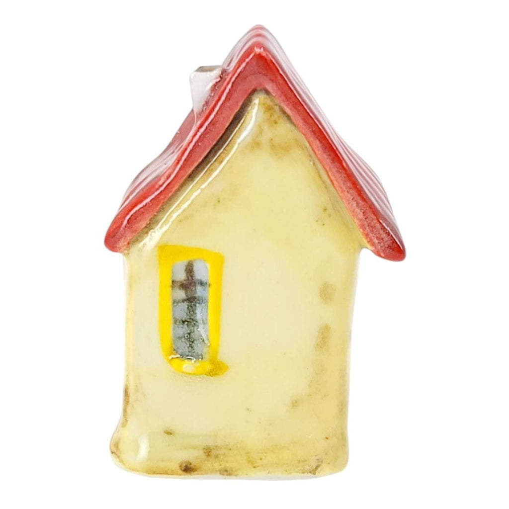 Tiny House - Yellow House Green Door Red Roof by Mist Ceramics