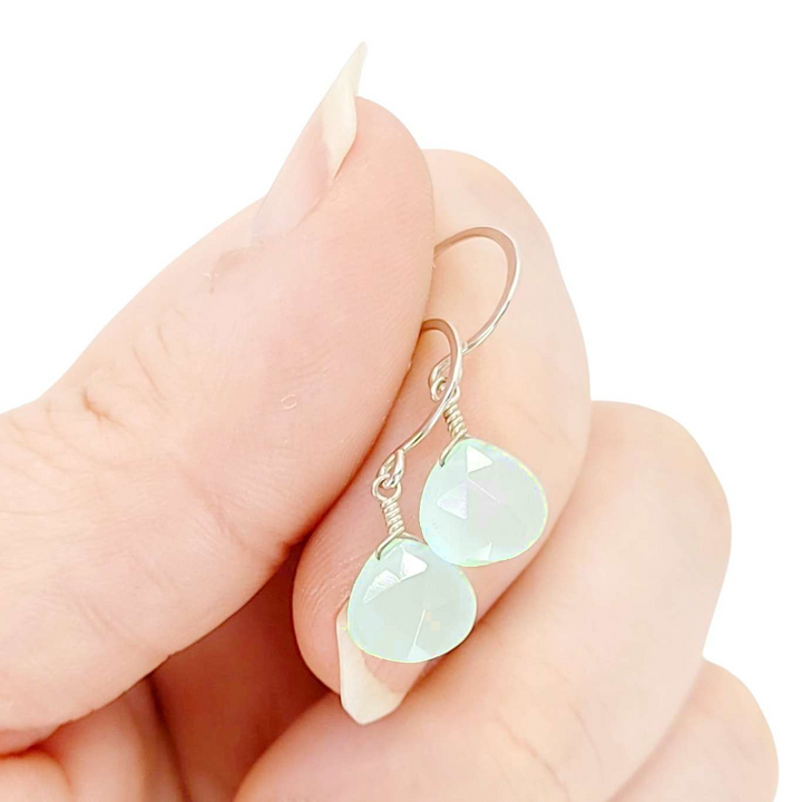 Earrings - Sterling Gemstone Drops (Aqua Chalcedony) by Foamy Wader