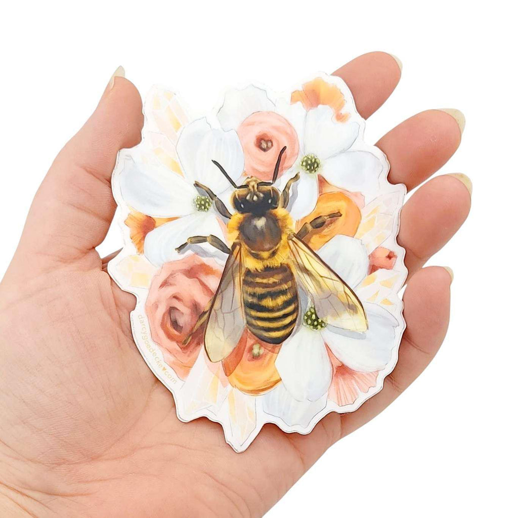 Sticker - 4 in - Honey Bee Vinyl by Darcy Goedecke