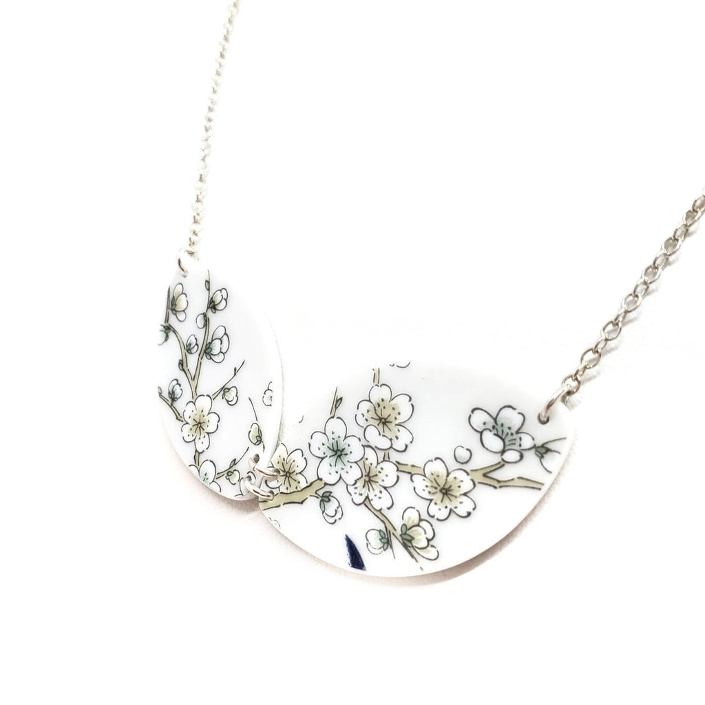 Necklace - Duo Vintage China Pale Cherry Blossoms by Material+Movement
