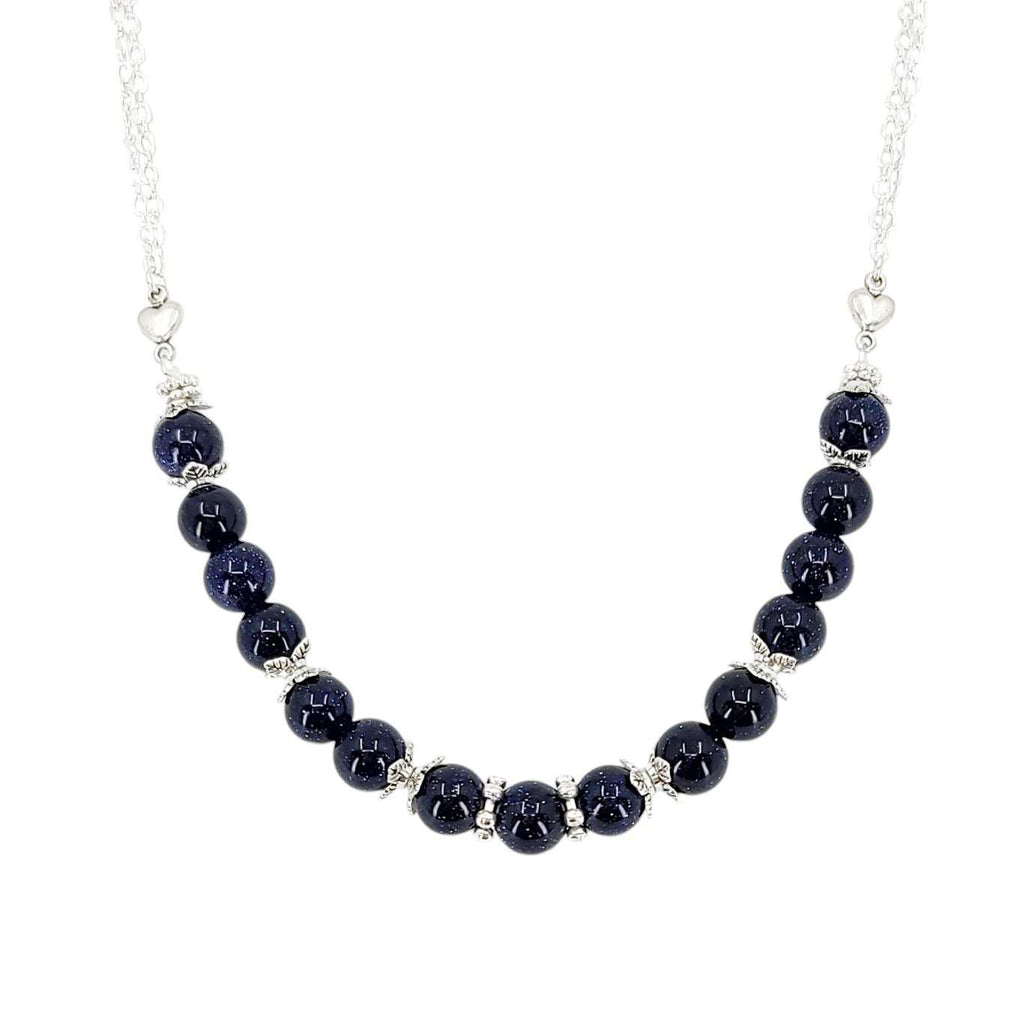 Necklace - Blue Goldstone Bead Chain by Tiny Aloha