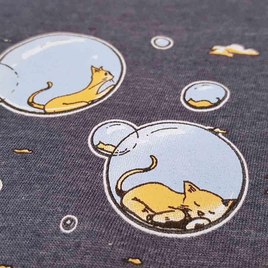 Adult Tee - Bubble Cat (Slate Blue) by Ugly Baby