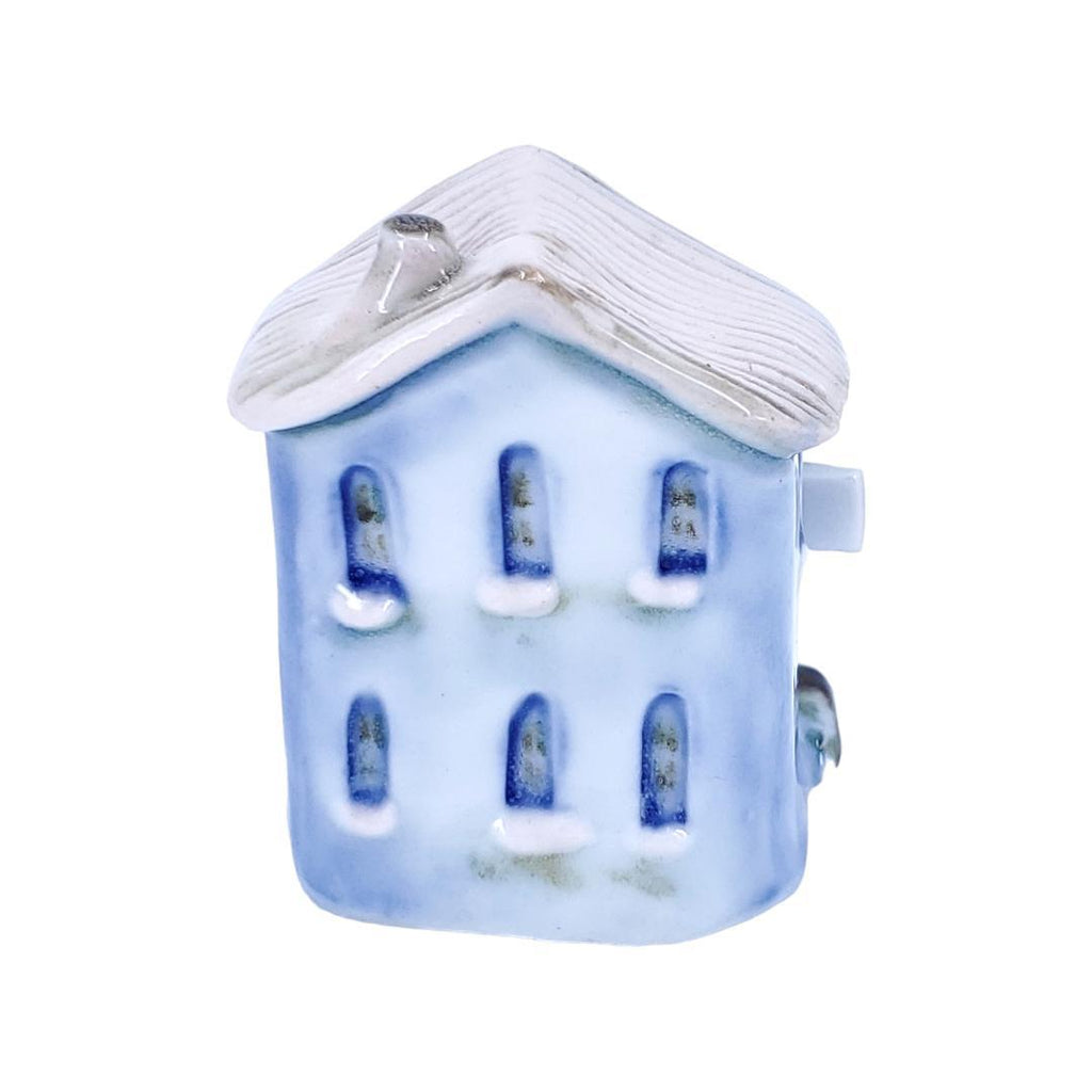 Tiny House -  Bluebell House Blue Door Light Pink Roof by Mist Ceramics