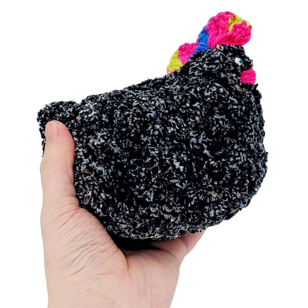 Plush Toy - Medium Speckled Black Chicken (Green Heart) by Moyo Workshop