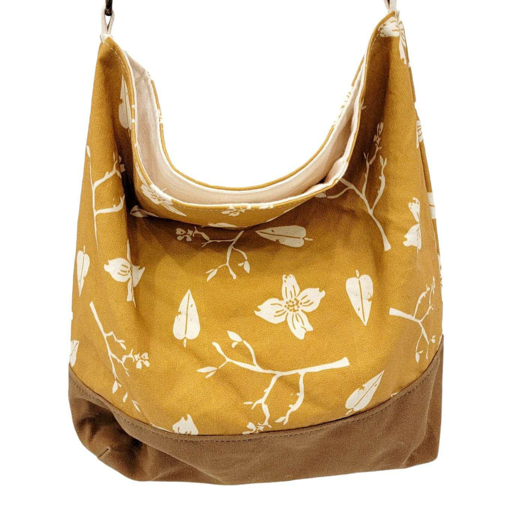 Bag - Large Cross-Body in Dogwood (Mustard) by Emily Ruth Prints