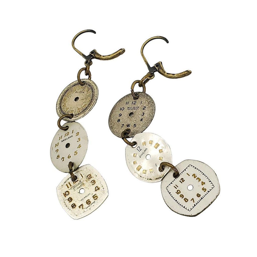 Earrings - Watch Dials Trio - Antiqued Brass (A, B, or C) by Christine Stoll