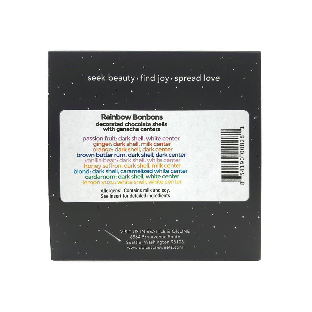 Bonbons - 9 Piece Rainbow Chocolates (Assorted Flavors) by Dolcetta Artisan Sweets