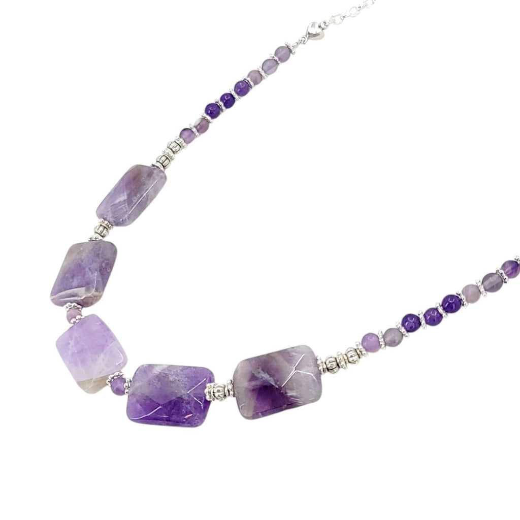 Necklace - Amethyst Rectangle Five Beads by Tiny Aloha