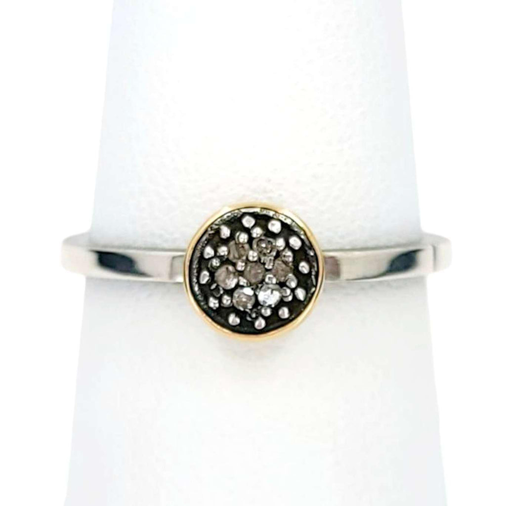 Ring - Size 7 - 6mm Pave Diamond Notched Band (14k Gold, Sterling Silver, Diamond) by 314 Studio