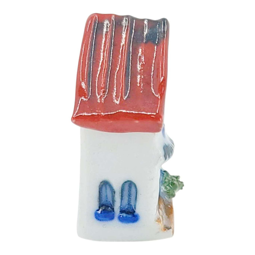Collectible - Tiny House (White Walls, Red Roof, White Door) by Mist Ceramics