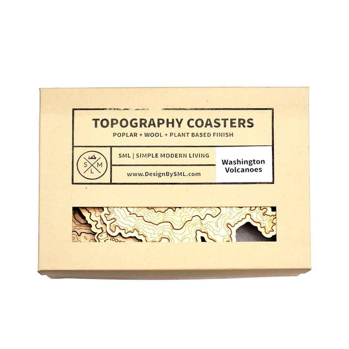 Coasters - Set of 4 - WA Volcanoes Topographic Coasters by SML