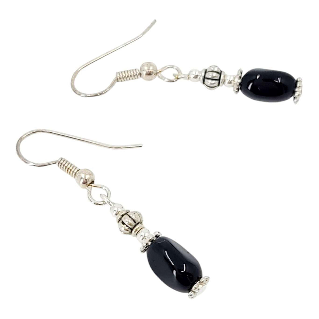 Earrings - Glass Bead Drops (Black) by Tiny Aloha