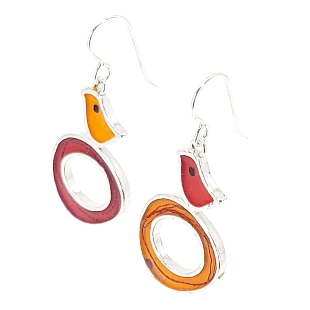 Earrings - Bird Nest (Red Orange) by Happy Art Studio