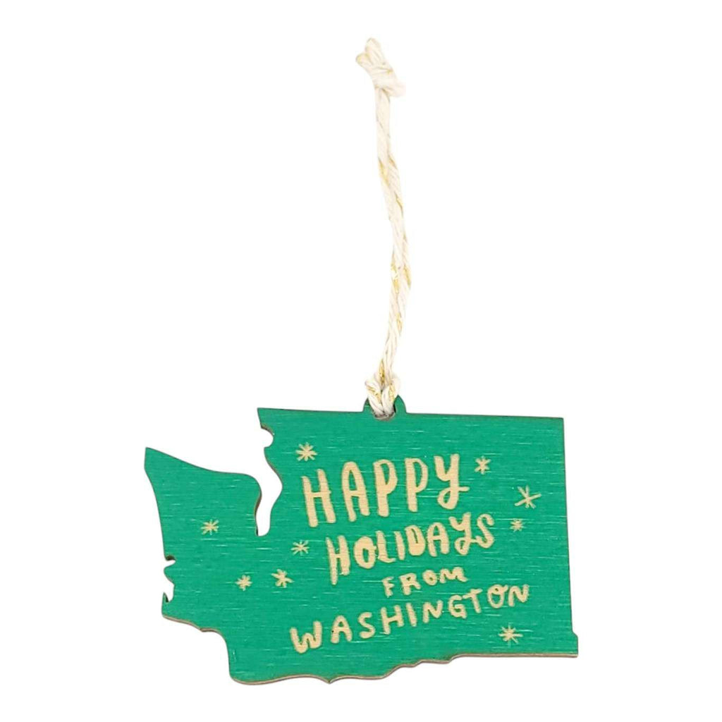 Ornaments - Small - WA State Happy Holidays from Washington (Assorted Colors) by SnowMade