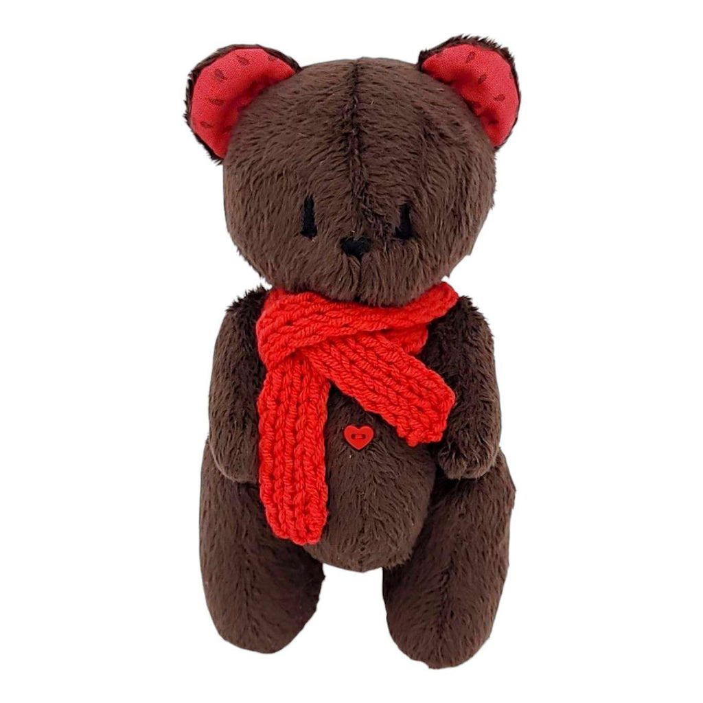 Plush - Dark Brown Bear with Heart Buttons and Scarf by Frank and Bubby