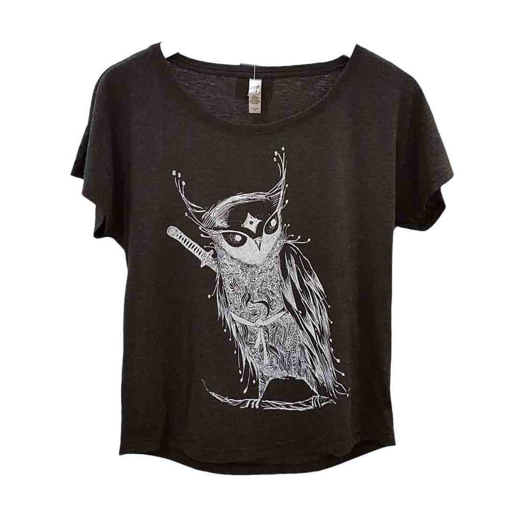 Adult Tee - Samurai Owl Scoop Neck Tee (XS - XL) by Namu