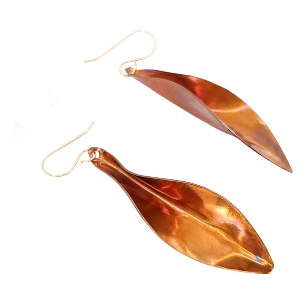 Earrings - Large 3D Leaves (Copper) by Magpie Mouse Studios