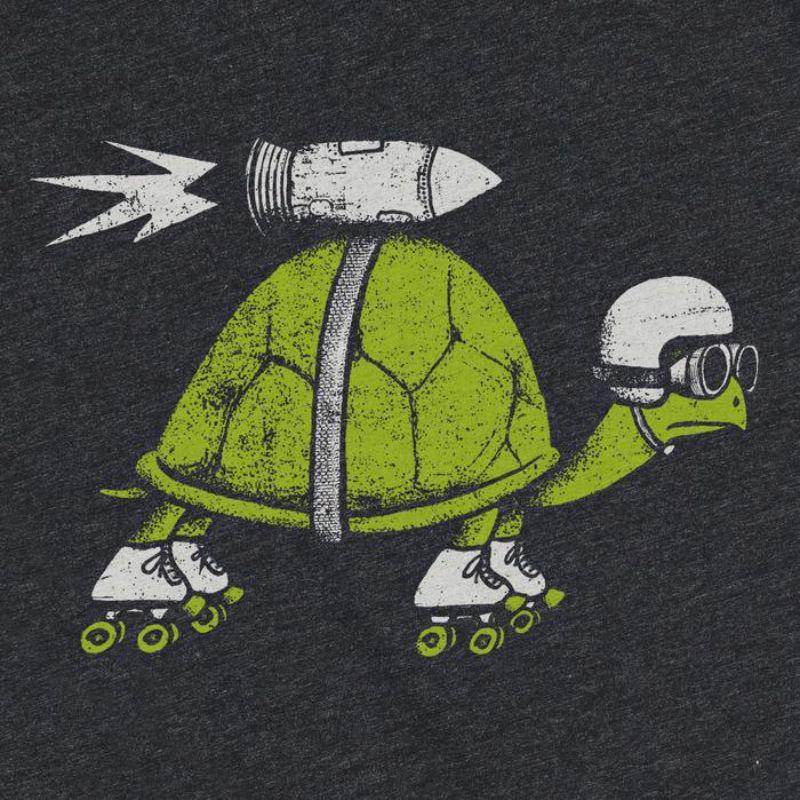 Adult Crew Neck - Rocket Turtle Charcoal Gray Tee (XS - 2XL) by Factory 43