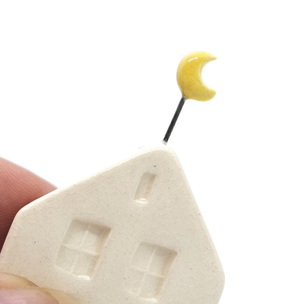 Tiny Pottery House - White with Moon by Tasha McKelvey