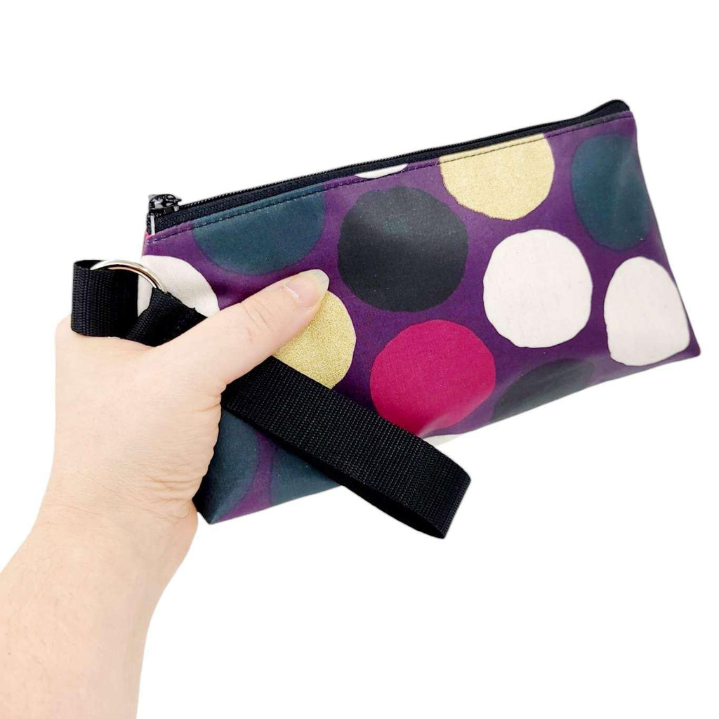 Makeup Bag - Small - Multicolor Circles on Purple by Laarni and Tita