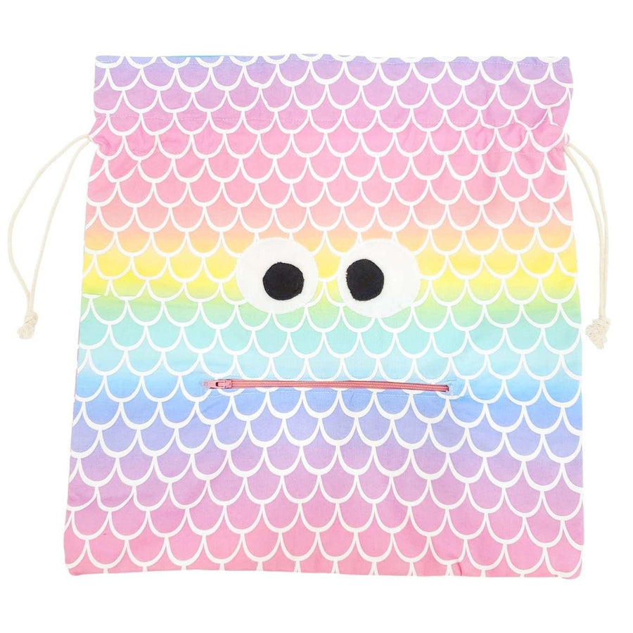 Bag - Chomper Buddy Drawstring (Mermaid Scales Aqua) by Peek A Boo Plush, image 3 of 5