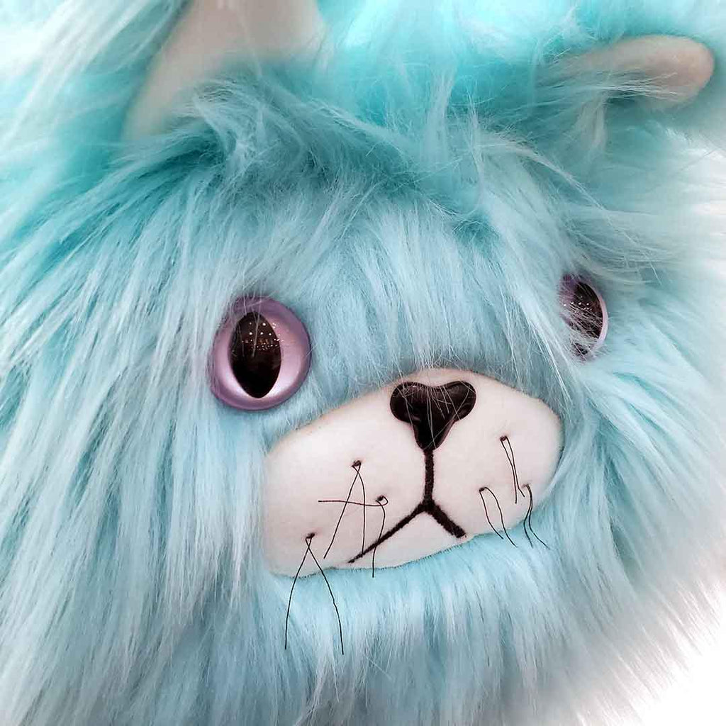 Cat Loaf - Aqua Blue Fur Lavender Eyes by Careful It Bites