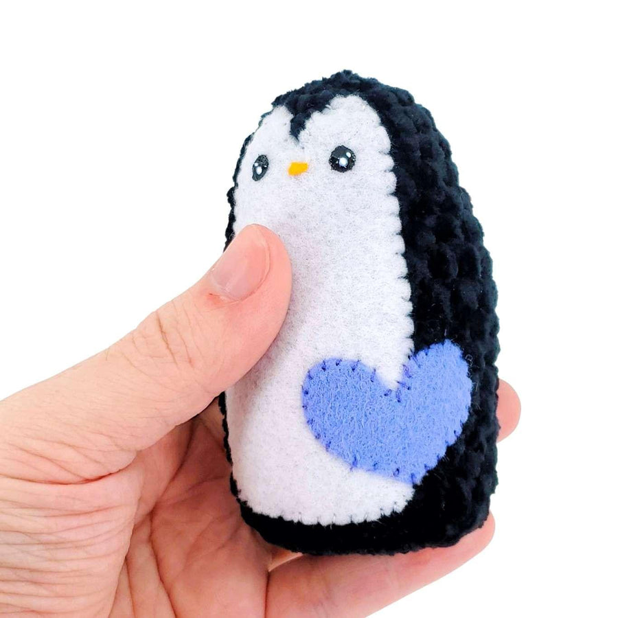 Plush Toy - Small Penguin (Black with Purple Heart) by Moyo Workshop, image 2 of 6