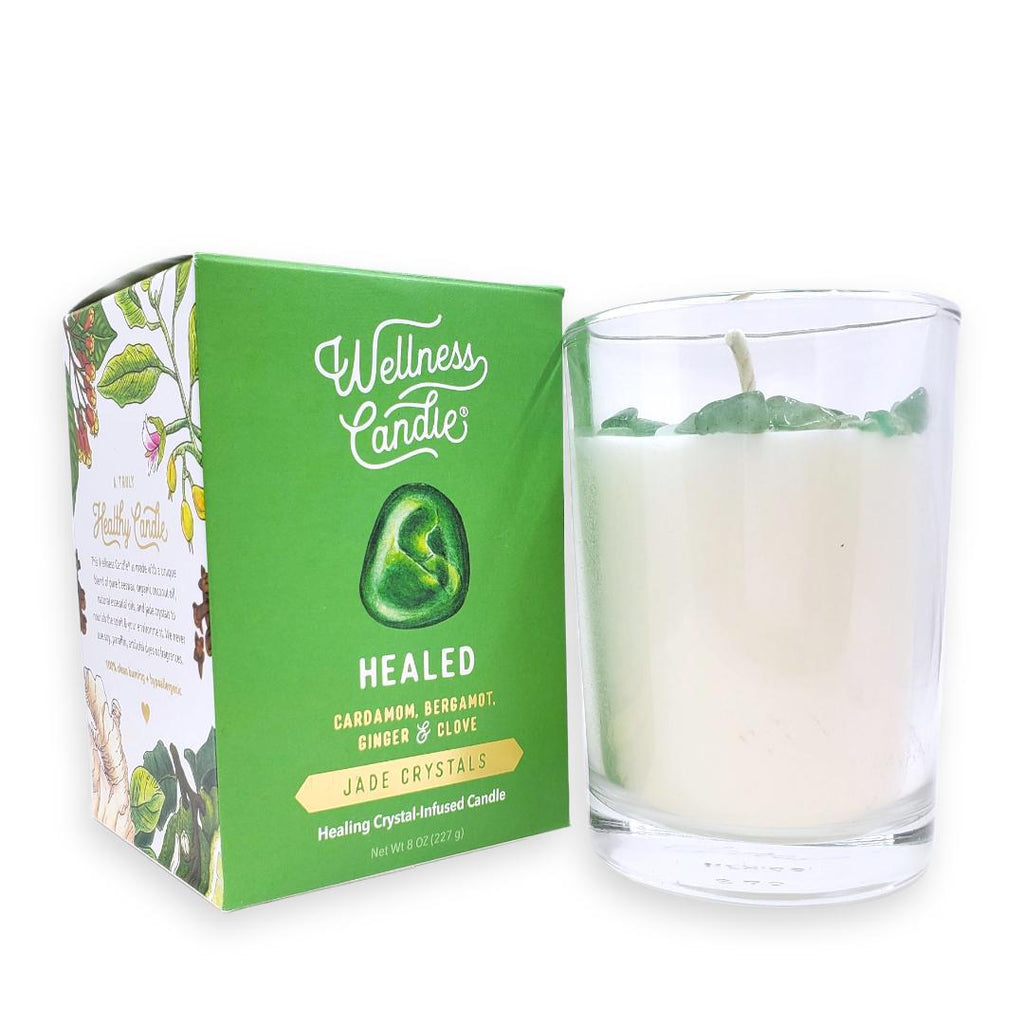 Candle 8oz - Jade (Healed) Clear Glass by Bee Lucia