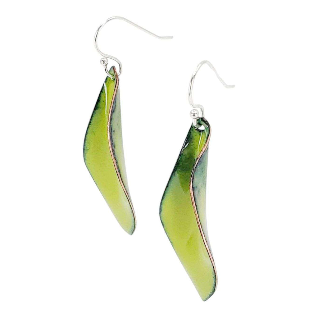 Earrings - Folded Small Leaf (Lime Green) by Magpie Mouse Studios