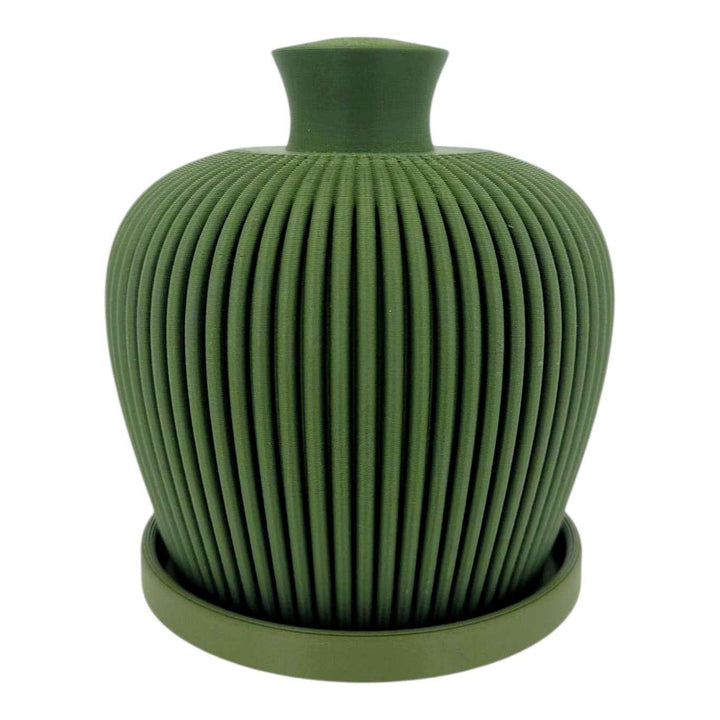 Thumb Pot - Ribbed Water Bell with Drip Tray (Green) by Rosebud Homegoods