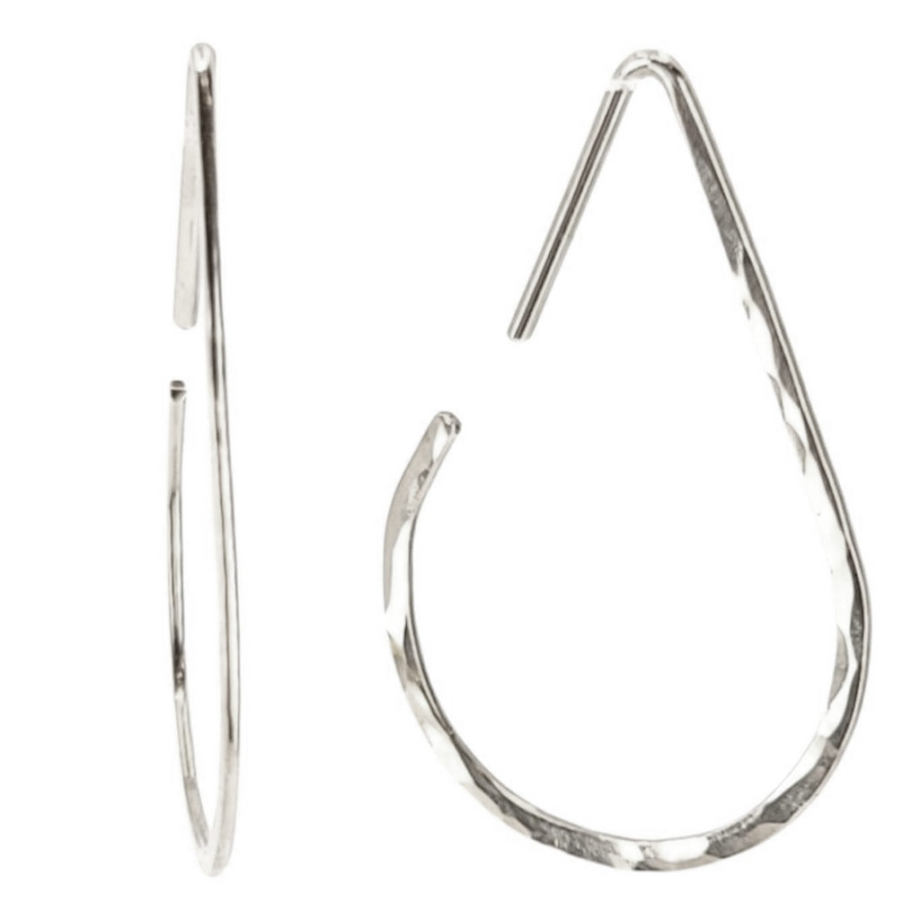 Earrings - Teardrop Hoops (Sterling Silver) by Foamy Wader