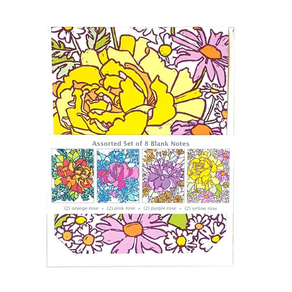 Set of 8 - All Occasion -Assorted Botanical Rose Cards by Little Green