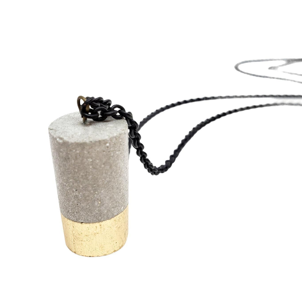 Necklace - Metallic Dipped Cylinder Concrete (Assorted Colors) by Studio Corbelle