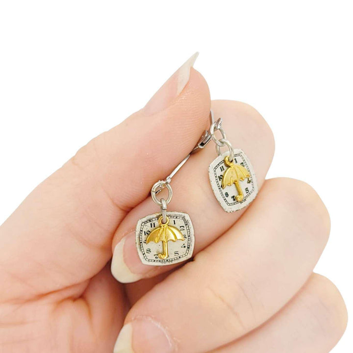 Earrings - Watch Dial Umbrella Stainless Steel by Christine Stoll | Altered Relics