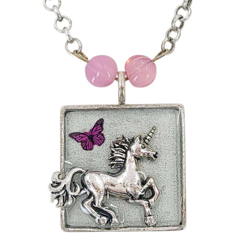 Necklace - Unicorn Butterfly (Pink) by XV Studios