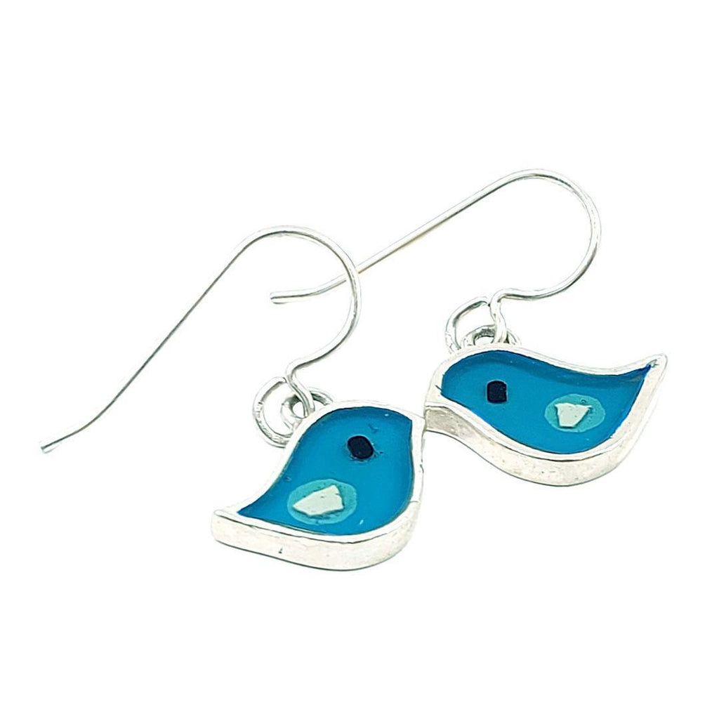 Earrings - Single Birds (Turquoise) by Happy Art Studio