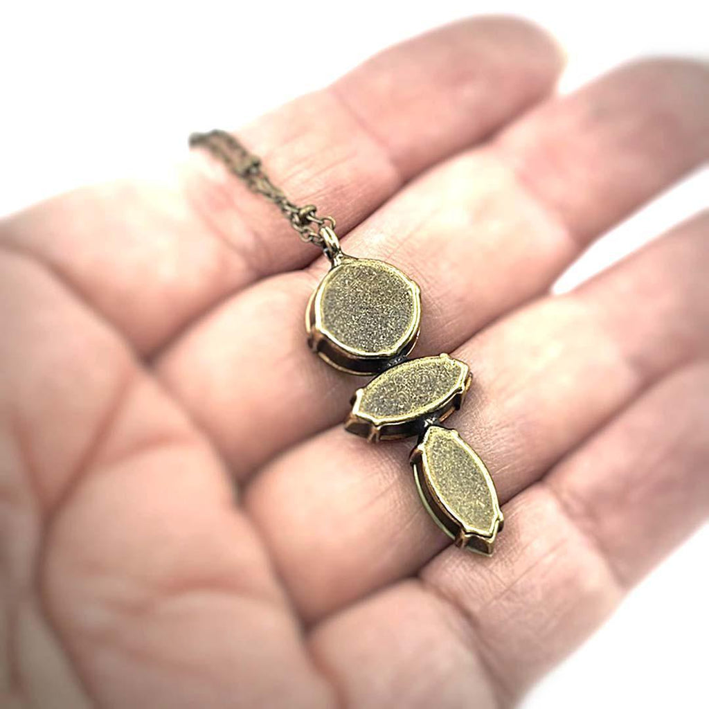 Necklace - Stack - Triple Mixed Greens (Brass) by Christine Stoll | Altered Relics
