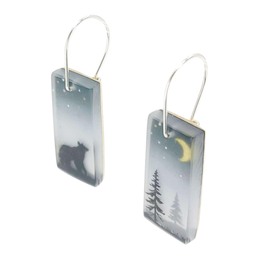 Earrings - Bear and Golden Moon Drops by Fernworks, image 3 of 5