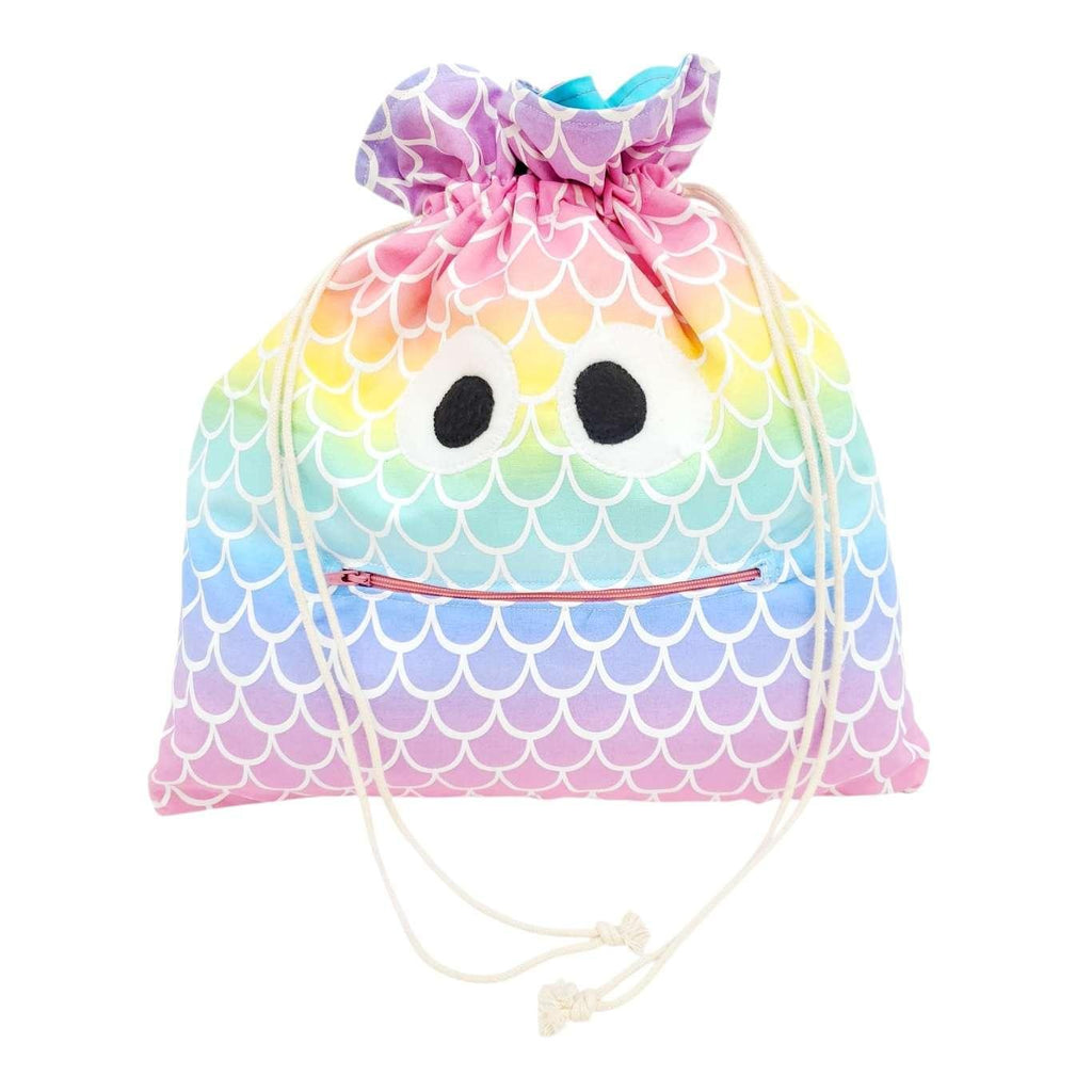 Bag - Chomper Buddy Drawstring (Mermaid Scales Aqua) by Peek A Boo Plush