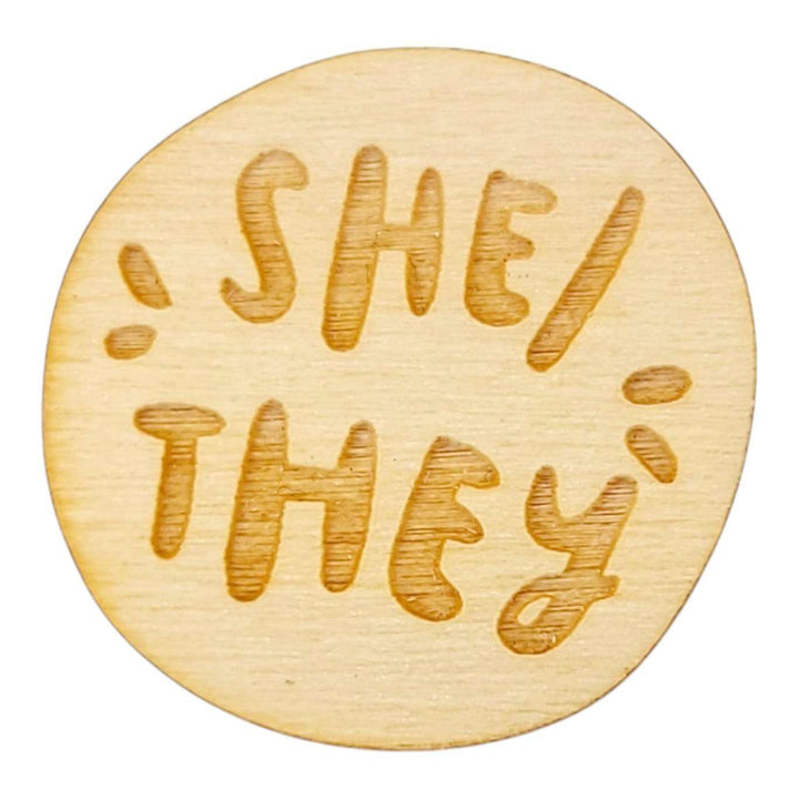 Pronoun Pins - She/They (Assorted Colors) by SnowMade