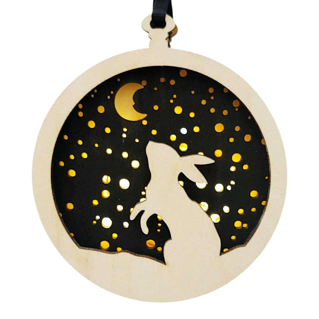 Ornament - Light Up Wood (Bunny Rabbit) by Squirrel Tacos Papercuts