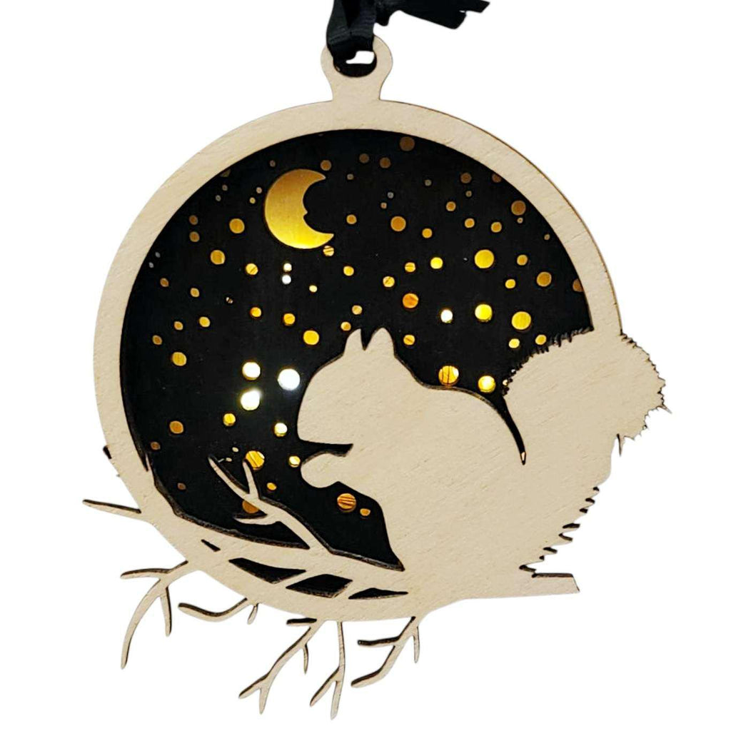 Ornament - Light Up Wood (Squirrel) by Squirrel Tacos Papercuts