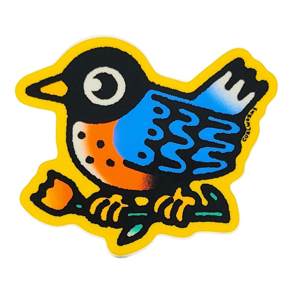 Sticker - American Robin with Tulip by Curlworks
