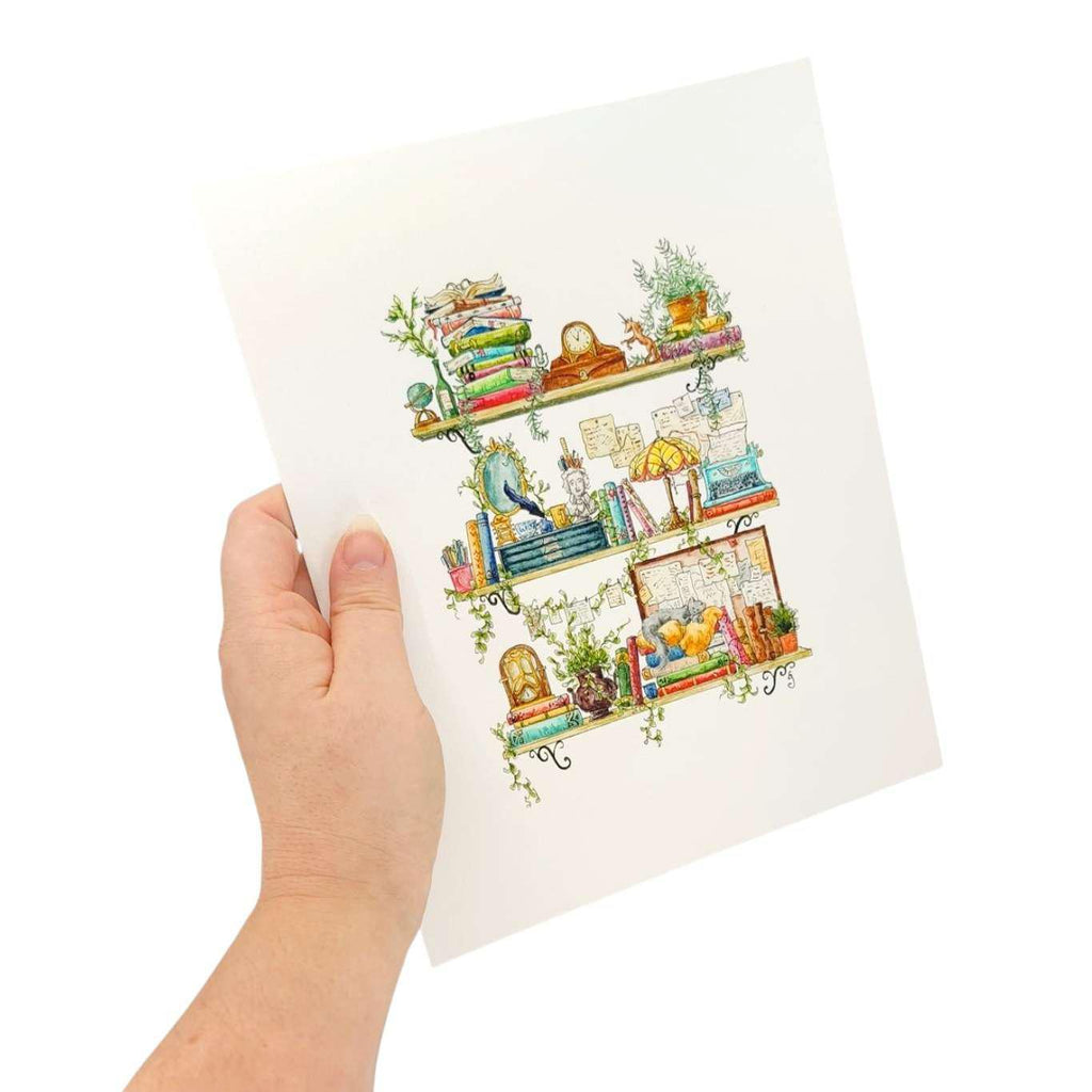 Art Print - 8x10 - The Writer's Shelves by Lizzy Gass