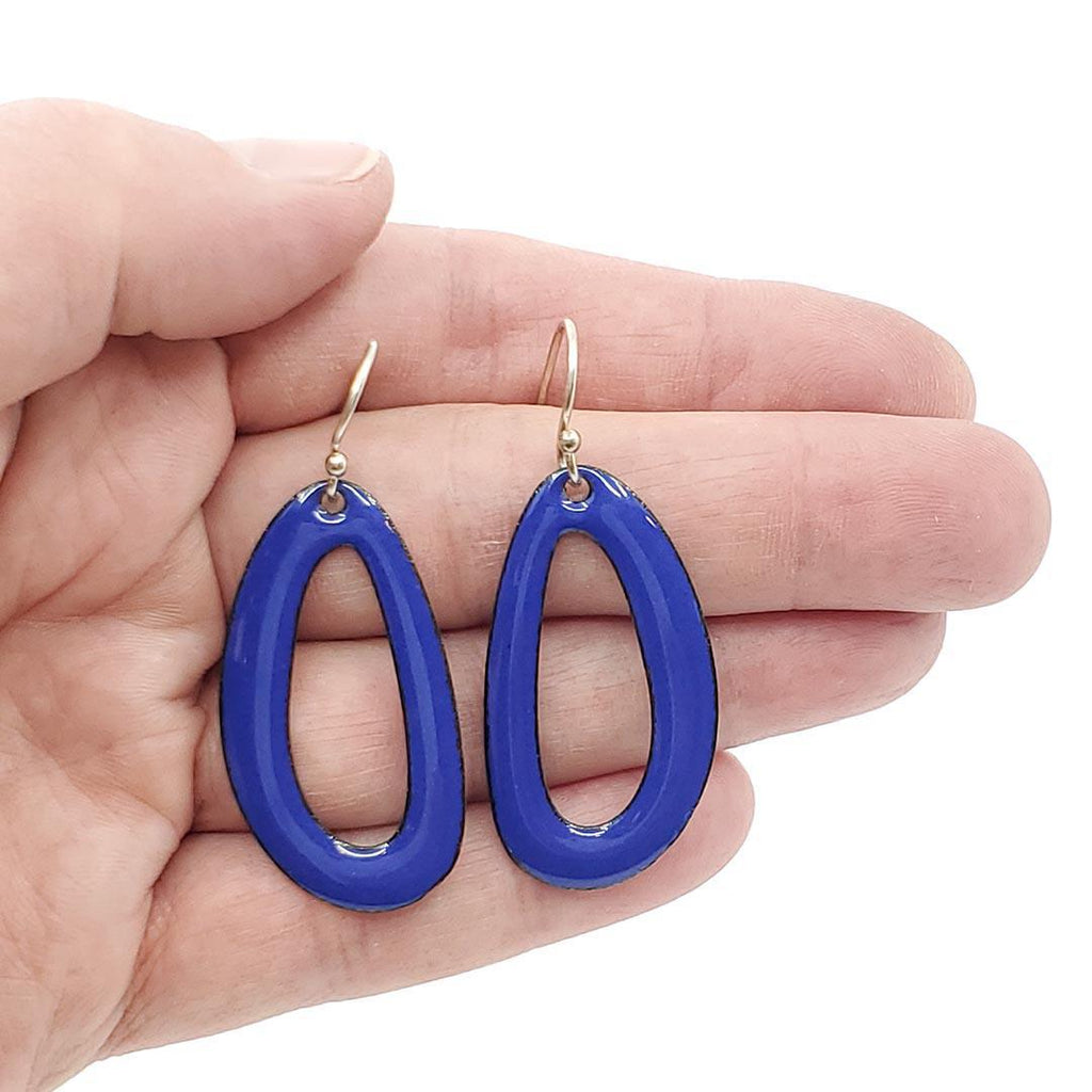 Earrings - Organic Oval (Solid Cobalt Blue) by Magpie Mouse Studios